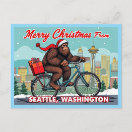 Merry Christmas Bigfoot From Seattle Washington Feiertagspostkarte