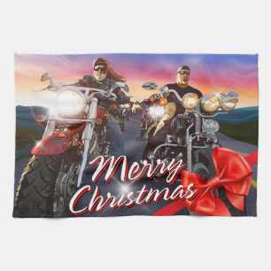 Merry Christmas Biker 1 Küchenwäsche Optionen Handtuch