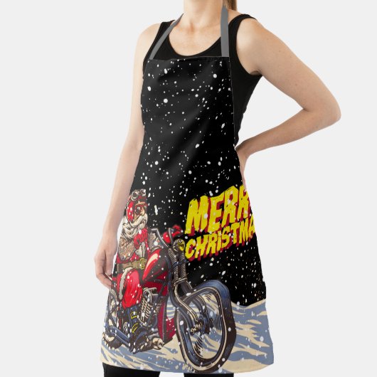 Merry Christmas Biker Santa Claus Schürze (InSitu)