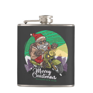 Merry Christmas Biker Santa Flachmann