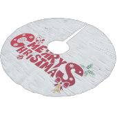 Merry Christmas Birch Tree Muster Polyester Weihnachtsbaumdecke (Schrägansicht)