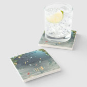 Merry christmas_bird_coaster steinuntersetzer (Seitenansicht)