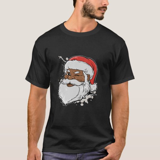 Merry Christmas Black African American Santa Gift T-Shirt (Vorderseite)