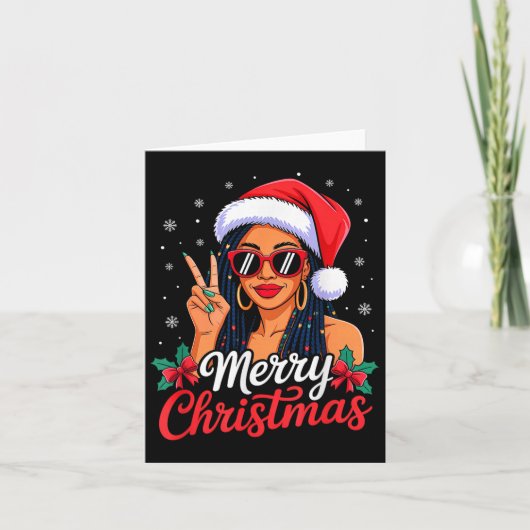 Merry Christmas Black African Girl American Melani Karte (Vorderseite)