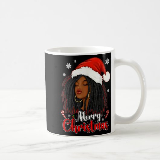 Merry Christmas Black African Girl Santa Hat Xmas Kaffeetasse (Rechts)