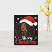 Merry Christmas Black African Girl Santa Hat Xmas  Karte (Gelbe Blume)