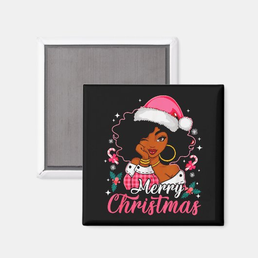 Merry Christmas Black Afro African American Girl S Magnet (Vorderseite/Rückseite)