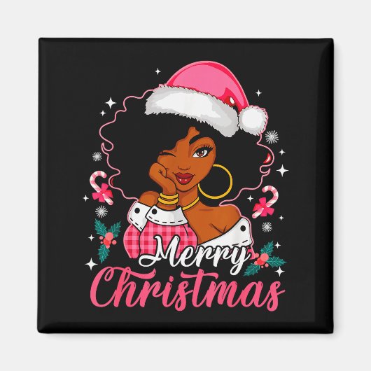 Merry Christmas Black Afro African American Girl S Magnet (Vorne)