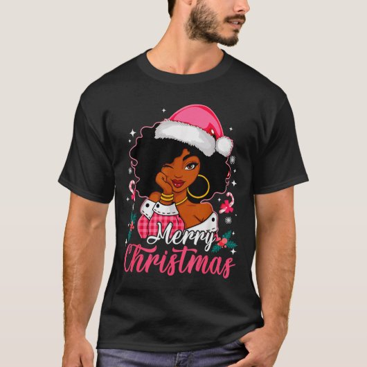 Merry Christmas Black Afro African American Girl S T-Shirt (Vorderseite)