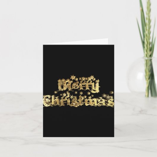 Merry Christmas Black And Gold Stars Tygraphy T Sh Karte (Vorderseite)