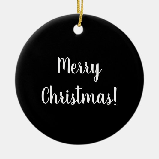 Merry Christmas Black and White Typography Keramik Ornament (Vorne)