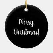 Merry Christmas Black and White Typography Keramik Ornament (Hinten)