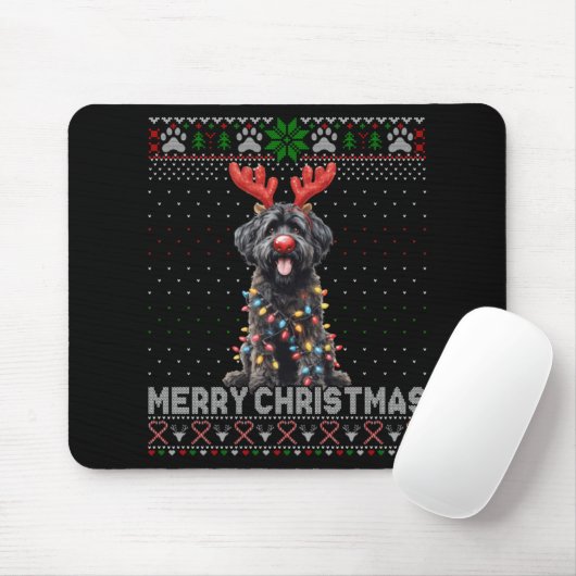 Merry Christmas Black Ao Dog Lover Ugly Xmas T Shi Mousepad (Mit Mouse)