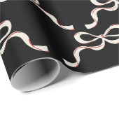 Merry Christmas Black Bows modern Geschenkpapier (Rolleneckpunkt)