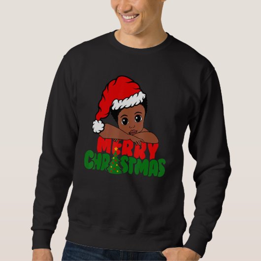 Merry Christmas Black Boy Afro Boy African America Sweatshirt (Vorderseite)