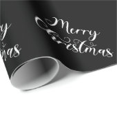 Merry Christmas Black Gift Wrapping Paper Geschenkpapier (Rolleneckpunkt)