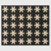 Merry Christmas Black Gold Snowflake Patterns 2025 Geschenkpapier (Flach)