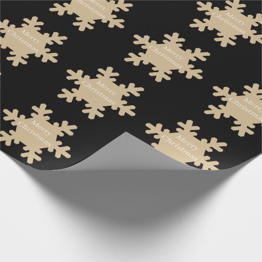 Merry Christmas Black Gold Snowflake Patterns 2025 Geschenkpapier (Ecke)