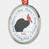 Merry Christmas Black Labrador Cardinal Dog Ornament Aus Metall (Links)