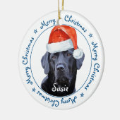 Merry Christmas Black Labrador Cute Santa Dog Keramik Ornament (Links)