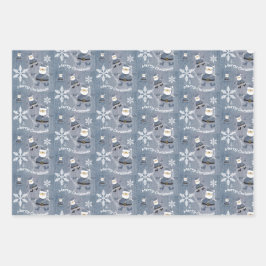 Merry Christmas Blue Denim Jeans Pattern Geschenkpapier Set