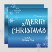 Merry Christmas Blue Modern Snowflake Feiertagskarte (Vorne/Hinten)