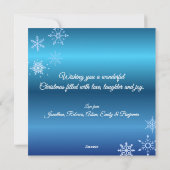 Merry Christmas Blue Modern Snowflake Feiertagskarte (Rückseite)