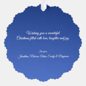Merry Christmas Blue Modern Snowflake Ornament Karte (Rückseite)