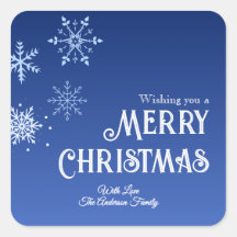 Merry Christmas Blue Modern Snowflake