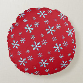 Merry Christmas Blue Snowflake Holiday Winter Rundes Kissen