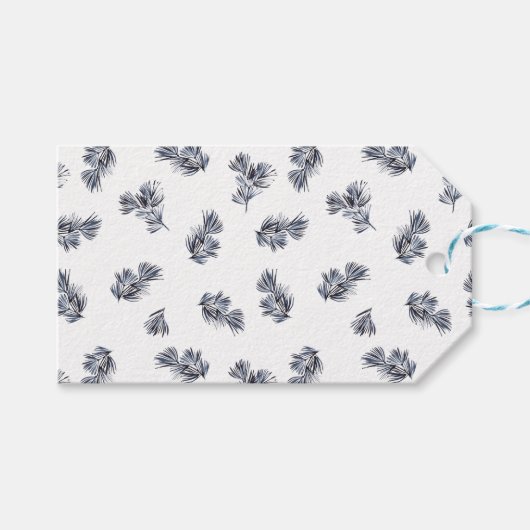 Merry Christmas Blue Sprigs Geschenkanhänger (Vorderseite (Horizontal))