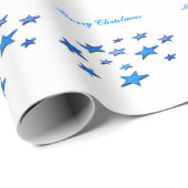 Merry Christmas blue star decoration with text Geschenkpapier (Rolleneckpunkt)