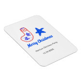 Merry Christmas blue star red stockings name date Magnet (Rechte Seite)
