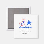 Merry Christmas blue star red stockings name date Magnet (Vorderseite/Rückseite)