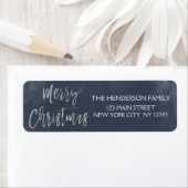Merry Christmas Blue und Silver Foil Address Label (Insitu)