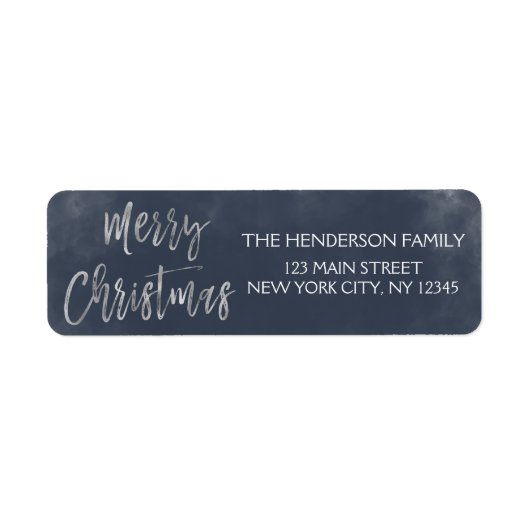 Merry Christmas Blue und Silver Foil Address Label (Vorne)