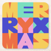 MERRY CHRISTMAS BOLD TYPOGRAPHIE RECHTECKIGER PAPPUNTERSETZER (Vorderseite)