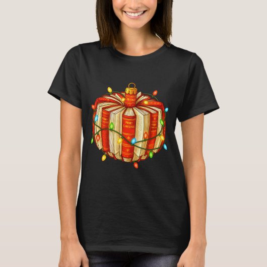 Merry Christmas Book Ornament Book Lover All Booke T-Shirt (Vorderseite)