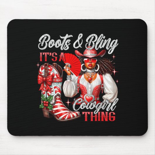 Merry Christmas Boots & Bling Its A Cowgirl Th Mousepad (Vorne)