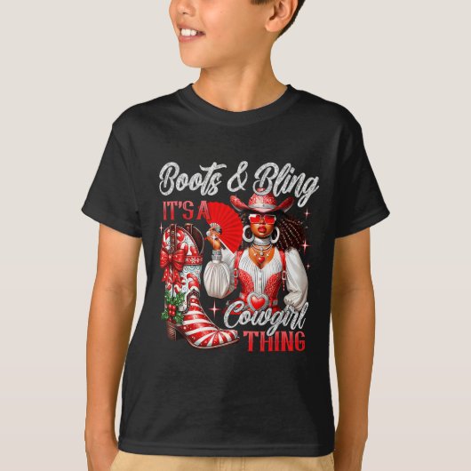 Merry Christmas Boots & Bling Its A Cowgirl Th T-Shirt (Vorderseite)