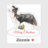 Merry Christmas Border Collie Custom-Cut Vinyl Aufkleber (Blatt)