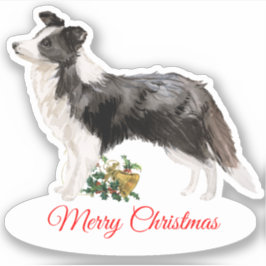 Merry Christmas Border Collie Custom-Cut Vinyl Aufkleber
