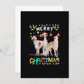 Merry Christmas Borzoi Shirt Santa Hat Lights Xmas Einladung (Vorne/Hinten)