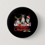 Merry Christmas Boston Terrier Santa Reindeer Ligh Button<br><div class="desc">Merry Christmas Boston Terrier Santa Reindeer Light Pajamas</div>