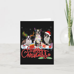Merry Christmas Boston Terrier Santa Reindeer Ligh Karte