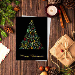 Merry Christmas Botanical Foil Christmas Card Folien Feiertagskarte