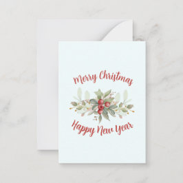 Merry Christmas Bouquet Cranberry Red Script Mitteilungskarte