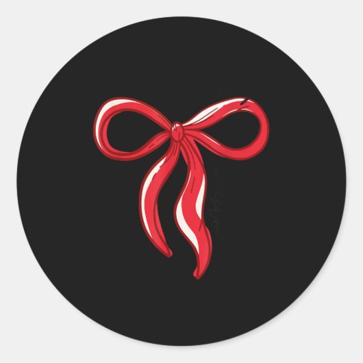 Merry Christmas Bow Red Santa Xmas Coquette Aesthe Runder Aufkleber (Vorderseite)