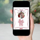 Merry Christmas bow red white modern photo card Feiertagskarte