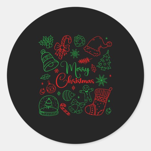 Merry Christmas Bow Santa Xmas Coquette Aesthetic Runder Aufkleber (Vorderseite)